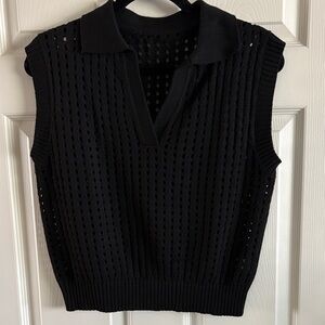 Crop sleeveless sweater small deep black